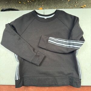 Athleta Black Crewneck Sweater with white Stripes